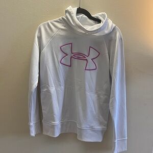 Under Armour White Hoodie with Pink Logo
